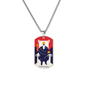 Nicht verblassen Edelstahl bunt viel Glück Amulett Sternzeichen mysteriöse Weissagung Tarot karte Halskette - Product Image 2