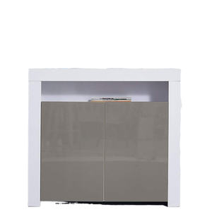 2-Door <strong>Modern</strong> Oak Panel Design LED <strong>Sideboard</strong> with High Gloss Fronts Large Capacity <strong>Grey</strong> Finish Living Room Cabinet - Product Image 1
