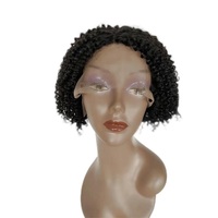 Perruque Coupe Pixie avec Cheveux Humains Brésiliens Bouclés Style Bob avec Lace Frontal Water Wave Design pour Femmes Noires