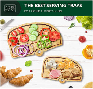 Juego de Tablas de Cortar de Bambú para Acampar, Ecológicas y Duraderas, con Ranuras para Jugo y Orificio para Colgar, para Carne, Verduras, Queso, Regalos para Campistas - Product Image 4