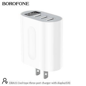 <span class=keywords><strong>Borofone</strong></span> OEM DBA11สหรัฐปลั๊กแรงดันไฟฟ้าจอแสดงผลดิจิตอลปัจจุบันสามพอร์ตชาร์จผนัง - Product Image 2