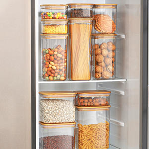 Contenitore per alimenti sigillato <span class=keywords><strong>trasparente</strong></span> con coperchio in bambù-contenitore di conservazione in plastica per animali domestici - Product Image 2