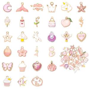 Colgante Clásico Infantil en Forma de Estrella de Aleación Chapada en Oro con Zirconia Rosa y Esmalte Goteado, Accesorios de Joyería DIY - Product Image 5