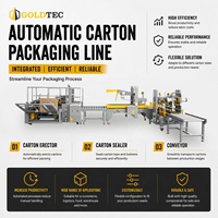Línea de Empaquetado Automática de Cajas de Cartón Corrugado Goldtec con Control PLC, Máquina Formadora de Cajas con Cinta de 85 mm, Formadora de Cajas Automática
