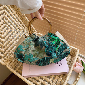 Borsa da Spiaggia Casual Trendy con Paillettes Colorate, Patchwork in Rete e Stampa Floreale, Fodera in PVC e Poliestere, Stile Vacanza al Mare - Product Image 2