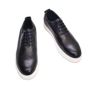 Luxuriöse Lässige Herrenschuhe aus Echtem Rindsleder, Atmungsaktiv, zum Schnüren, im Entspannten Gangstil mit Schlangenmuster, Bequeme Lauf- und Sportschuhe - Product Image 3