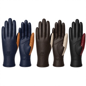 Gants en cuir LM, longueur poignet, doublure fourrée, thermiques, écologiques, compatibles écran tactile, usage quotidien hiver, style uni, design personnalisé pour votre marque - Product Image 3