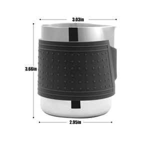 Pichet à café et lait en acier inoxydable noir de 350 ml avec couvercle en silicone résistant à la chaleur pour latte art - Product Image 5