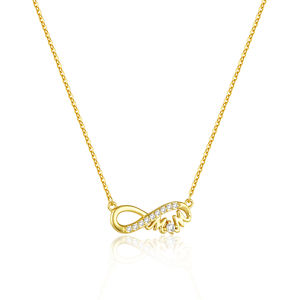 Gran oferta, Día regalos para el de la madre, collar, colgante infinito, circón, plata 925, oro de 18K, collar de mamá para mujer - Product Image 1