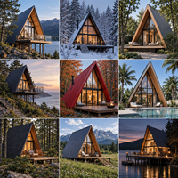 Cabane en acier triangulaire à trois côtés de conception moderne, maisonnette urbaine/suburbaine pour les vacances en famille et le camping