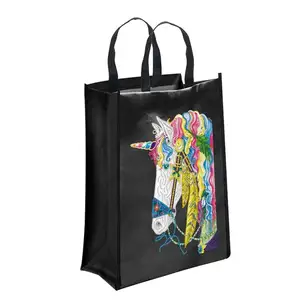 Lumineux licorne diamant peinture sac de transport mosaïque peinture par numéro bricolage peintures Shopping Room décor