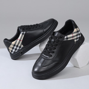 Chaussures de créateur de luxe pour hommes, en cuir véritable, tendance, color block, à lacets, baskets polyvalentes, chaussures de sport décontractées pour hommes - Product Image 4