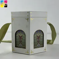 Boîte en papier personnalisée à prix de gros pour cadeaux, boîte hexagonale avec couvercle et base, boîte cadeau avec ruban pour Noël