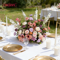 Dalian Chermy OEM Vente en gros Composition florale artificielle Hortensia vert Chemin de table pour mariage et décoration de fête