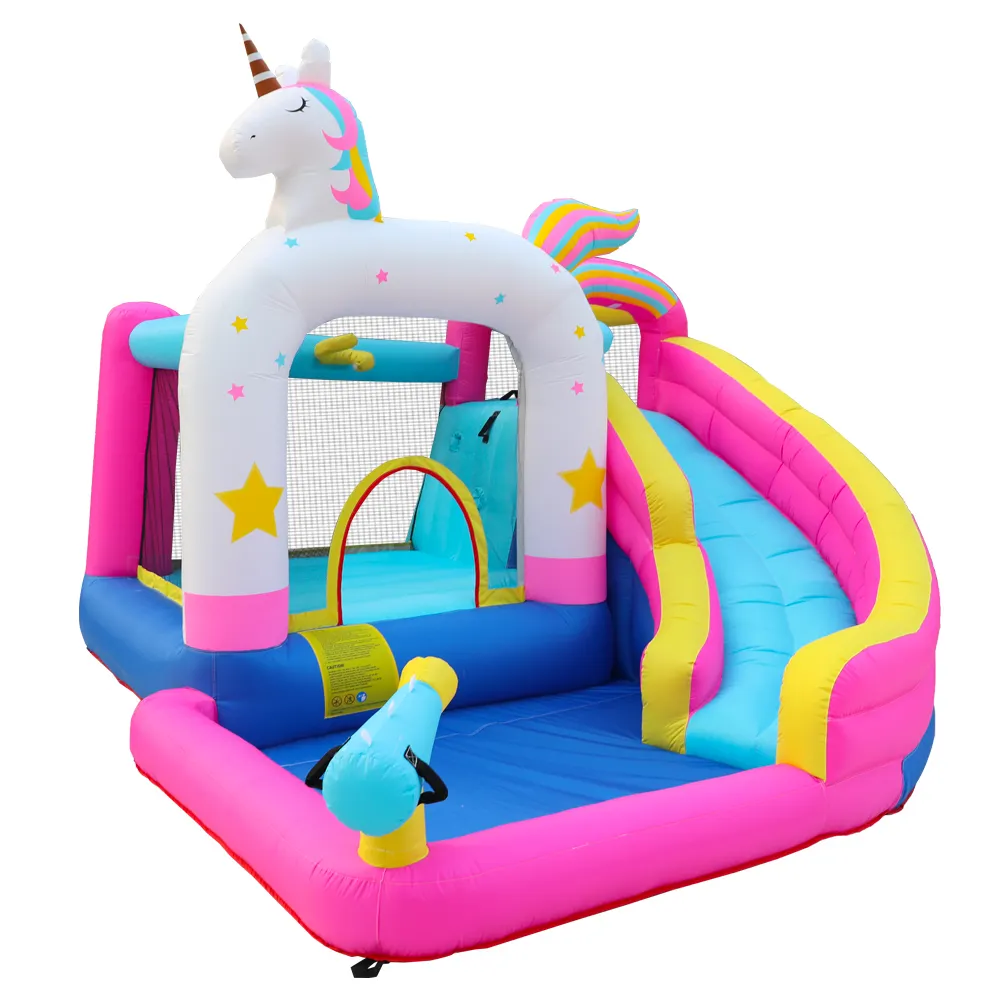 Outdoor Playground Home Use Inflatable Unicorn Bouncy Castle Jumping Bouncer House with Slide Inflatable Toys for Kids