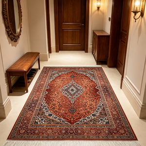 Alfombra Tejida Persa Tradicional Color <span class=keywords><strong>Ladrillo</strong></span> Rojo de 80*120cm, Directo de Fábrica, para Dormitorio - Product Image 1