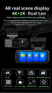 Hot Bán ống kính kép Wifi GPS BSD Dash máy ảnh 4K phía trước + 2K phía sau xe hộp đen Xe DVR máy ảnh tầm nhìn ban đêm G-Sensor - Product Image 3