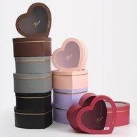 Boîte cadeau en carton rigide pour la Saint-Valentin, en forme de cœur rose, avec couvercle transparent, doublée d'éponge, recyclée, pour chocolats et fleurs