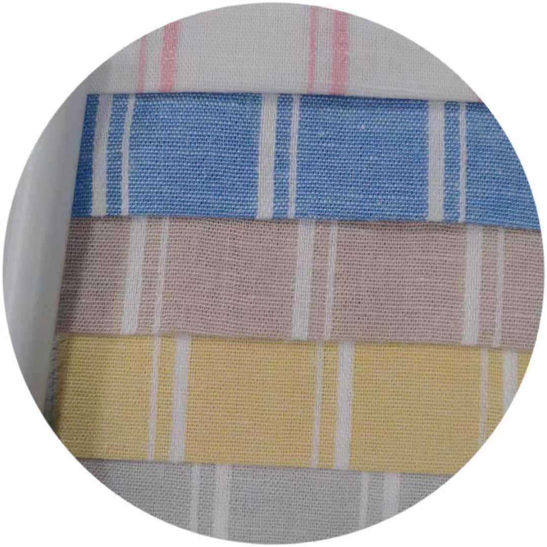 Wholesale Linen Viscose Linen Rayon Yarn Dyed Stripes Woven Fabric for Pants Dress Skirts