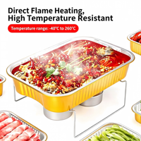 Boîte d'emballage à emporter en aluminium chauffable pour poisson grillé doré de 5000 ml avec couvercle en feuille d'aluminium