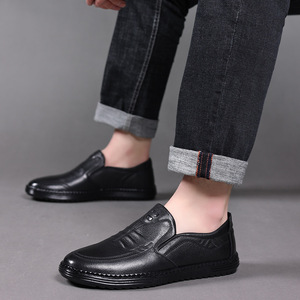 Mocasines Casuales de Cuero para Hombre, Sin Cordones, de Color Sólido, Tacón Bajo, Hechos a Mano con Piel de Vacuno de Primera Capa, Zapatos para Adultos - Product Image 3