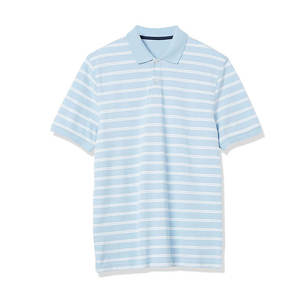 Polo de Manga Corta a Rayas Azul Claro para Hombre, Corte Regular, Estilo Casual, Tejido de Punto - Product Image 3