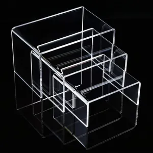 Rõ ràng Acrylic Tabletop 3 bước quan hệ Acrylic hiển thị risers Acrylic Riser đứng chấp nhận bất kỳ thiết kế logo và AY màu UV in ấn