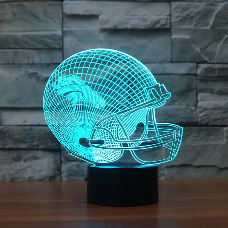 Americano Casco Da Football di Natale Per Bambini Luce di Notte 16-colori Che Cambiano con Telecomando 3D optical illusion lampada Da Comodino