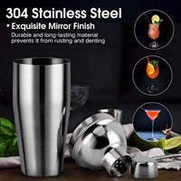 Outils de mixologie pour la préparation de boissons, kit de barman, ensemble de shaker Boston avec acier inoxydable 304 et support en bois de bambou, respectueux de l'environnement