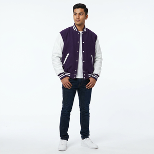 Chaqueta Varsity Vintage de Invierno 2026 Unisex 100% Algodón Transpirable Casual con Logotipo Frontal Bordado Personalizado y Calefacción - Product Image 1