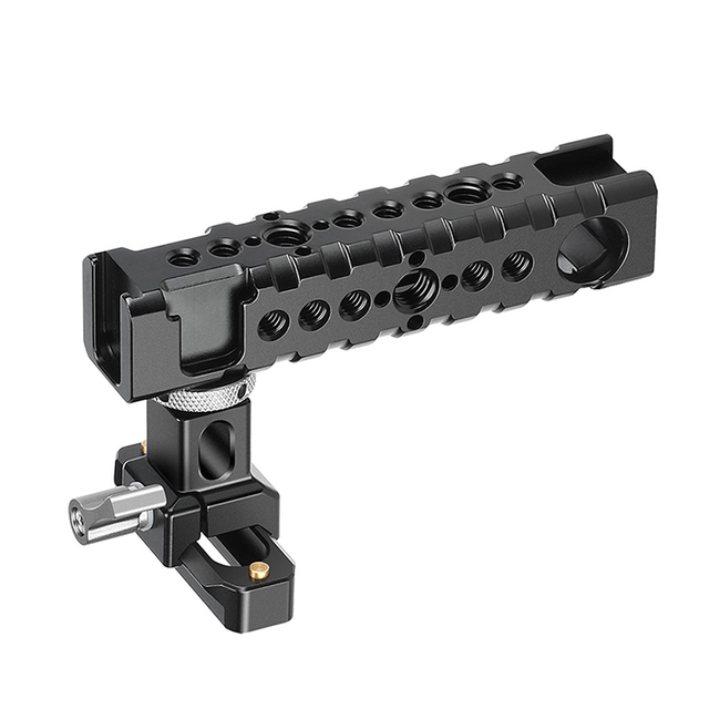 YEAH 1/4" 3/8" ARRI Threads Cold Shoe Camera Cage Video Rig Top Handle with 68mm Quick Release NATO Rail