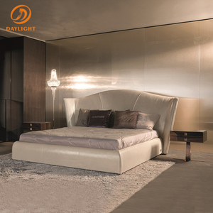 Guangdong Foshan Custom Modern French Full High Gloss <strong>Red</strong> Leather MDF Wooden <strong>Frame</strong> Luxury Bedroom <strong>Bed</strong> for Family - Product Image 1