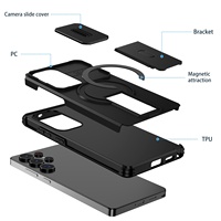 Coque de téléphone antichoc en TPU magnétique avec fenêtre coulissante pour Samsung S26 et iPhone 17 Pro MAX, compatible avec la charge sans fil