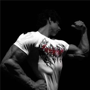 <b>Mens</b> Dark Metal Bat Logo Compression Tee <b>Stretch</b> Slim Fit Formal Woven Fitness Training Sport T-shirt - Product Image 5