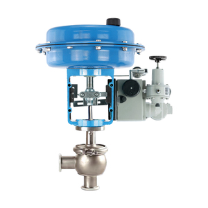 Vanne de régulation sanitaire pneumatique à angle PN32 en acier inoxydable 316 à membrane simple avec commande 4-20 mA - Product Image 3