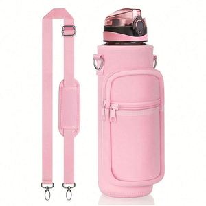 Housse de protection pour bouteille d'eau de sport personnalisée, gobelet métallique isolé, bouteille de boisson couverte, support pour téléphone - Product Image 4