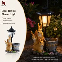Lampu Taman Patung Kelinci Tenaga Surya - Pot Bunga Resin Kerajinan Resin, Lampu Jalur Tenaga Surya Tahan Air IP44 untuk Taman