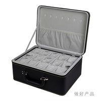Boîte de rangement à bijoux carrée moderne en cuir grande capacité en gros, en stock, vente directe usine, livraison directe en une seule pièce, pour voyage