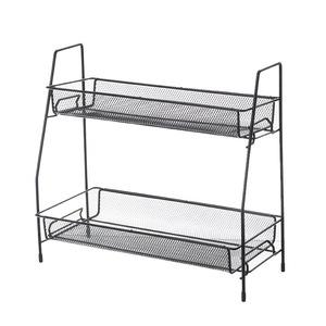 Support de rangement cosmétique à double couche en fer forgé, organisateur de bureau pour articles de maquillage et de soins de la peau, style nordique - Product Image 5
