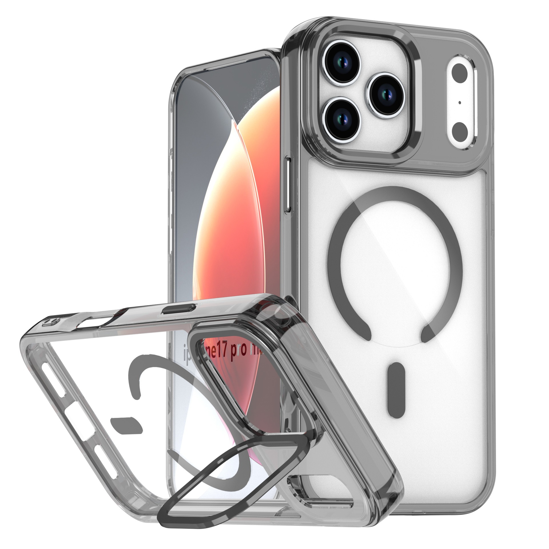 Support magnétique transparent noir profond-ombre brillante