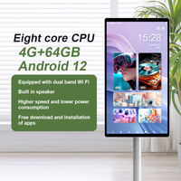 Écran intelligent portable de 27 pouces, écran tactile Android, moniteur 1080P, 6 Go, 128 Go avec support roulant, téléviseur mobile