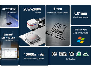 Bluetims פיצול 20w 30w 50ואט 100 וואט סיב רייקוס לייזר סיב סימון מכונת חריטה עבור נירוסטה מתכת - Product Image 2