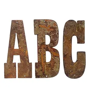 Lettere Decorative in metallo giardino arrugginito lettere e numeri da parete in metallo piatto da 2 pollici
