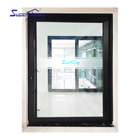 Porte pivotante centrale en aluminium anti-corrosion D2015 avec revêtement en poudre et grande ventilation pour magasin, balcon, immeuble de bureaux en Floride