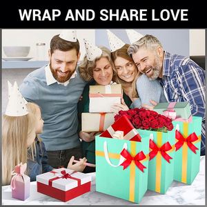 Sacs en papier kraft avec poignées, sacs en papier pour le shopping, sacs pour cadeaux de fête, mariages, anniversaires, sacs en papier haute résistance - Product Image 6