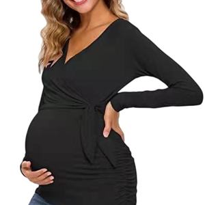 ชุดคลุมท้องถักนิตติ้งแบบสั่งทำพิเศษ เสื้อผ้าสำหรับคนท้องใส่สบาย ยืดหยุ่นได้ดี ผ้าฝ้ายเนื้อนุ่ม ชุดนอนคนท้องผ้าไผ่ - Product Image 3