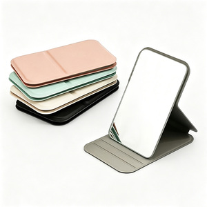 Custom Logo Printed Folding PU Leather Texture <b>Vanity</b> <b>Mirror</b> HD Minimalist Design Durable Portable for Christmas Gift - Product Image 2