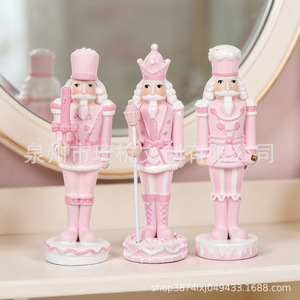 Figuras de Cascanueces de Resina Rosa de 6-6.9 Pulgadas, Decoración Navideña de Estilo Europeo para Sala de Estar, Decoración de Interiores, Regalo - Product Image 4