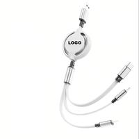 Venta caliente portátil Usb un cable de carga múltiple, 3 en 1 Cable de carga retráctil rápido puede logotipo personalizado