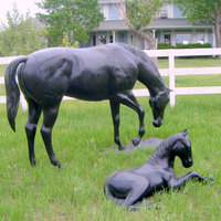 Acheter une statue de jument et de cheval en bronze fabriquée à la main Sculpture Décor équestre